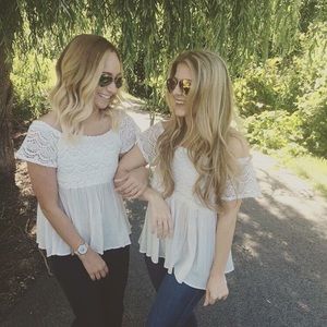 White lace off shoulder top